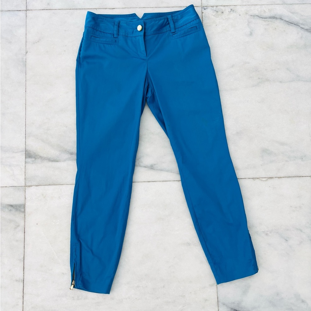 Y2K Express Design Studio Pants Blue Low Rise Zipper Women 4 Office Corpcore